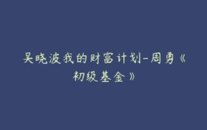 吴晓波我的财富计划-周勇《初级基金》-51自学联盟