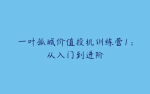 一叶孤城价值投机训练营1：从入门到进阶-51自学联盟