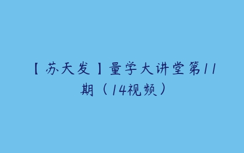 【苏天发】量学大讲堂第11期（14视频）课程资源下载
