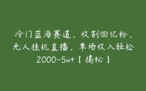 冷门蓝海赛道，收割回忆粉，无人挂机直播，单场收入轻松2000-5w+【揭秘】-51自学联盟