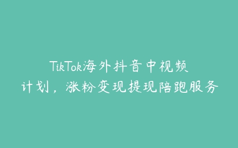 TikTok海外抖音中视频计划，涨粉变现提现陪跑服务百度网盘下载