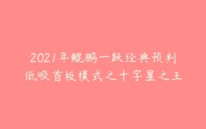 2021年鲲鹏一跃经典预判低吸首板模式之十字星之王-51自学联盟