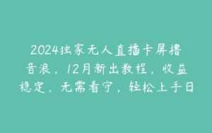 2024独家无人直播卡屏撸音浪，12月新出教程，收益稳定，无需看守，轻松上手日入1000+【揭秘】-51自学联盟