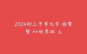 2024初三中考化学 杨雯智 A+秋季班 上-51自学联盟