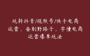 玩转抖音/视频号/快手电商运营，告别野路子，学懂电商运营爆单玩法-51自学联盟