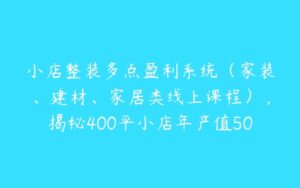 小店整装多点盈利系统（家装、建材、家居类线上课程），揭秘400平小店年产值5000万15%净利润-51自学联盟