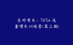 生财有术：TikTok 流量增长训练营(第三期)-51自学联盟
