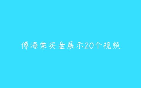 傅海棠实盘展示20个视频-51自学联盟