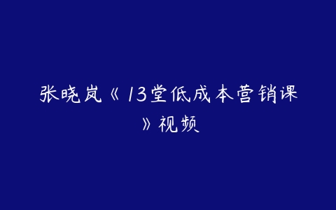 张晓岚《13堂低成本营销课》视频百度网盘下载