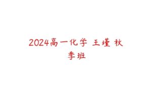 2024高一化学 王瑾 秋季班-51自学联盟