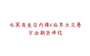 北冥有鱼日内裸K临界点交易方法期货课程-51自学联盟