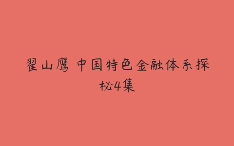 翟山鹰 中国特色金融体系探秘4集-51自学联盟