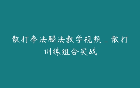 散打拳法腿法教学视频_散打训练组合实战百度网盘下载