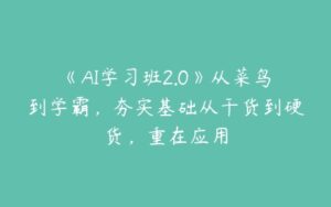 《AI学习班2.0》从菜鸟到学霸，夯实基础从干货到硬货，重在应用-51自学联盟