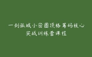 一剑孤城小密圈顶格筹码核心实战训练营课程-51自学联盟