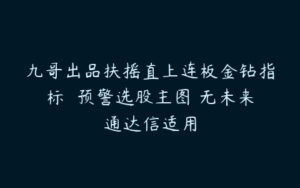 九哥出品扶摇直上连板金钻指标  预警选股主图 无未来通达信适用-51自学联盟