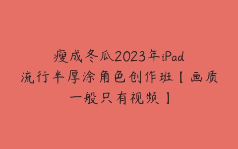 瘦成冬瓜2023年iPad流行半厚涂角色创作班【画质一般只有视频】课程资源下载