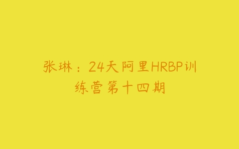 张琳：24天阿里HRBP训练营第十四期-51自学联盟