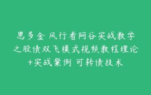 思多金 风行者阿谷实战教学之股债双飞模式视频教程理论+实战案例 可转债技术-51自学联盟