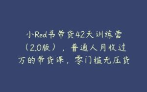 小Red书带货42天训练营（2.0版），普通人月收过万的带货课，零门槛无压货-51自学联盟