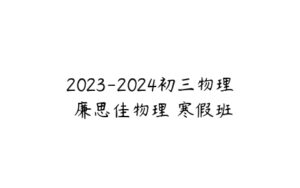 2023-2024初三物理 廉思佳物理 寒假班-51自学联盟