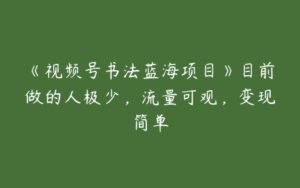 《视频号书法蓝海项目》目前做的人极少，流量可观，变现简单-51自学联盟