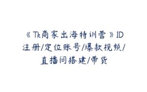 《Tk商家出海特训营》ID注册/定位账号/爆款视频/直播间搭建/带货-51自学联盟