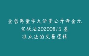 金哲男量学大讲堂公开课金元宝战法20200815 基准点法的交易逻辑-51自学联盟
