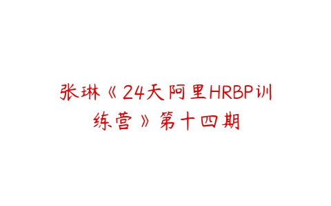 张琳《24天阿里HRBP训练营》第十四期百度网盘下载