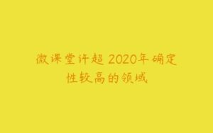 微课堂许超 2020年确定性较高的领域-51自学联盟