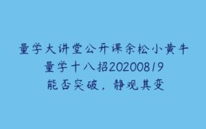 量学大讲堂公开课余松小黄牛量学十八招20200819 能否突破，静观其变-51自学联盟