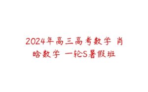 2024年高三高考数学 肖晗数学 一轮S暑假班-51自学联盟