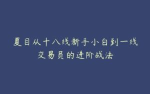 夏目从十八线新手小白到一线交易员的进阶战法-51自学联盟