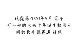 钱鑫淼2020年9月 您不可不知的未来十年诞生数倍空间的长牛股赛道 视频-51自学联盟