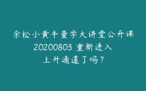 余松小黄牛量学大讲堂公开课20200803 重新进入上升通道了吗？-51自学联盟