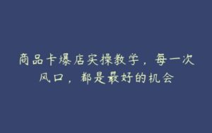 商品卡爆店实操教学，每一次风口，都是最好的机会-51自学联盟