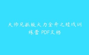 大师兄抓板火力全开之短线训练营 PDF文档-51自学联盟