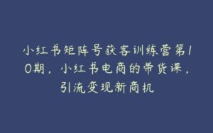 小红书矩阵号获客训练营第10期，小红书电商的带货课，引流变现新商机-51自学联盟