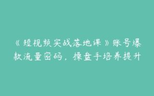 《短视频实战落地课》账号爆款流量密码，操盘手培养提升-51自学联盟