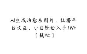 AI生成治愈系图片，狂撸平台收益，小白轻松入手1W+【揭秘】-51自学联盟