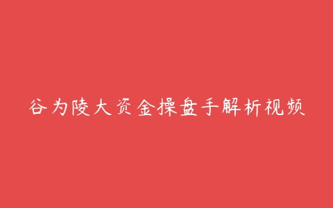 谷为陵大资金操盘手解析视频-51自学联盟