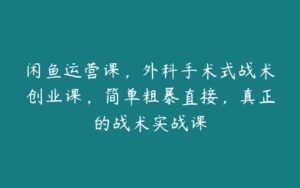 闲鱼运营课，外科手术式战术创业课，简单粗暴直接，真正的战术实战课-51自学联盟