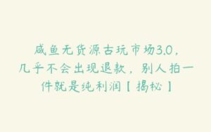 咸鱼无货源古玩市场3.0，几乎不会出现退款，别人拍一件就是纯利润【揭秘】-51自学联盟