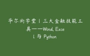 华尔街学堂丨三大金融技能工具——Wind. Excel 与 Python-51自学联盟