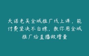 天诺老吴全域推广线上课，能付费坚决不白嫖，教你用全域推广给直播做增量-51自学联盟