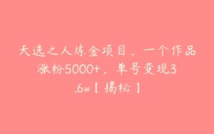 天选之人炼金项目，一个作品涨粉5000+，单号变现3.6w【揭秘】-51自学联盟