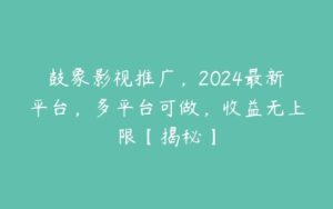 鼓象影视推广，2024最新平台，多平台可做，收益无上限【揭秘】-51自学联盟