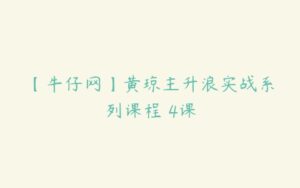 【牛仔网】黄琼主升浪实战系列课程 4课-51自学联盟