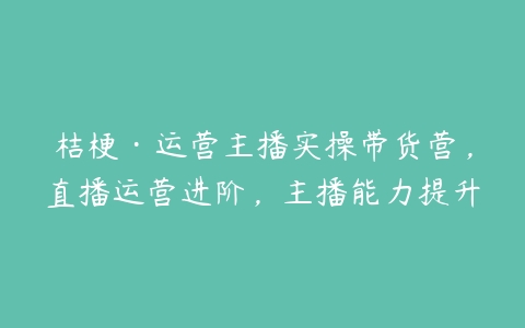 桔梗·运营主播实操带货营，直播运营进阶，主播能力提升百度网盘下载