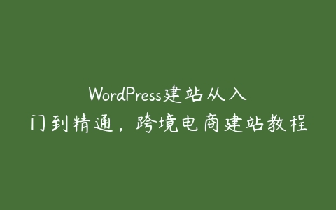 WordPress建站从入门到精通，跨境电商建站教程百度网盘下载